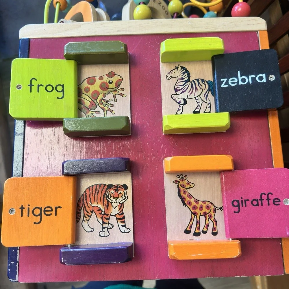 Battat Just B B You Zany Zoo Wooden Activity Cube Educational Preschool Play Fun